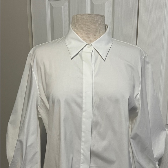 Classic White Lafayette 148 New York Women’s Button Down Shirt Size 14 - Picture 3 of 16